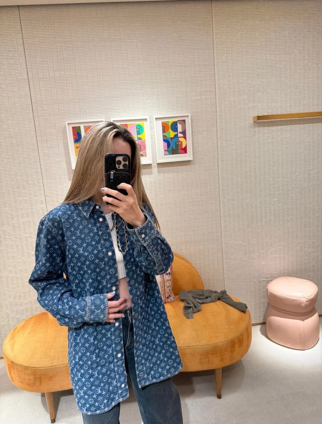 Louis Vuitton/Louis Vuitton 25Fw all-over printed old flower denim shirt jacket
